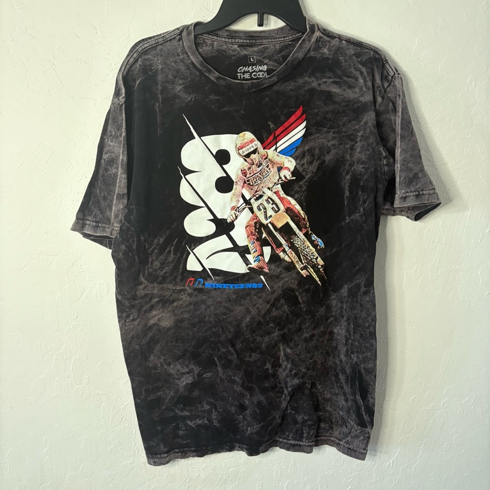 DBMX 1982 David Bailey‎ Chasing The Cool Motocross T-Shirt L Mineral Wash Black